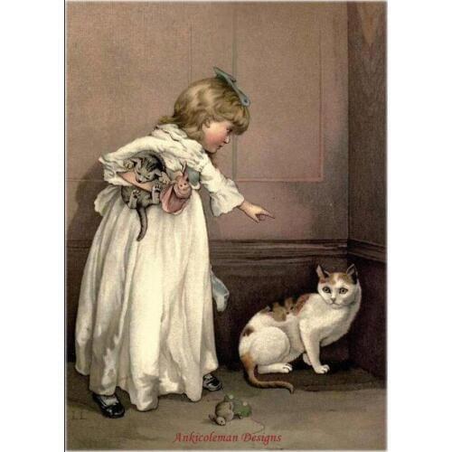 Embroidery Counted Cross Stitch Kits Needlework - Crafts 14 ct DMC Color DIY Arts Handmade Decor - Puss in the Corner