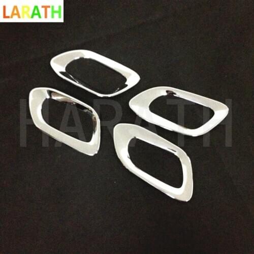 High quality car body cover stick trim For Peugeot 301 2014 2015 2016 2017 ABS chrome door inner built handle bowl frame 4pcs