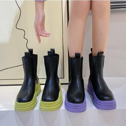 Moipheng Chelsea Boots Chunky Ankle Boots Black Womens Shoes Autumn Booties for Women New Botas De Mujer Platform Shoes Woman