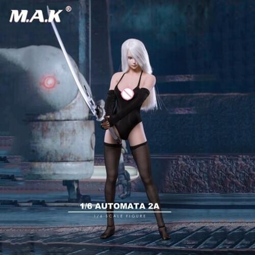 1:6 scale TF02 NieR:Automata A2 female woman girl head carved with sword for TBL 12 inches young lady action figures accessory