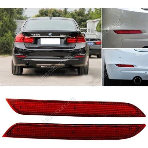 1 Pair Red Lens Rear Bumper Reflector LED Brake Reverse Light For BMW 3 Series F30 F31 F35 F32 F33 F34 F36 335i 2011-2015
