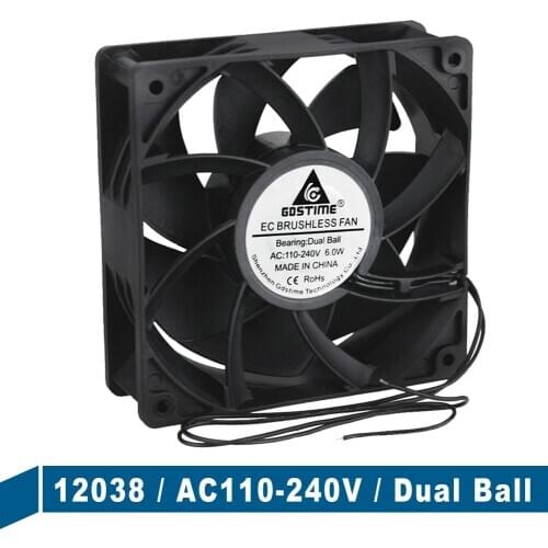 1 PCS AC 110V 115V 120V 220V 240V Radiator Cooler Fans 12cm 12038 Ball EC Brushless Cooling Fan 120mm 120mm x 38mm