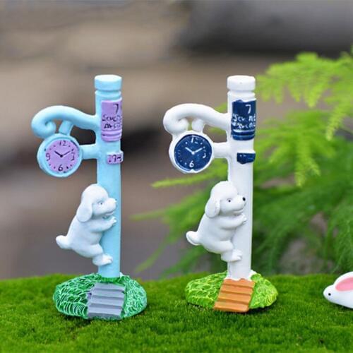 1 pc Dog climb Clock Miniature Figurine DIY Accessories Doll House Decoration Fairy Garden cartton animal models girl toy gift