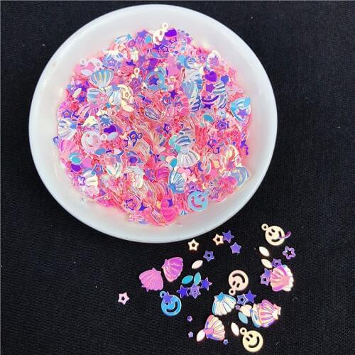 10g/Pack Milk Pink Color Star Heart Plum Sequins Nail art ,Brilliant Glitter PVC Loose Nail Sequin, Wedding Decoration Craft