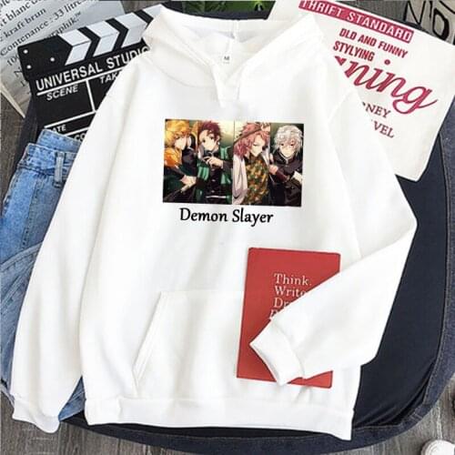 2021 Anime Cartoon Demon Slayer Hoodies Sweatshirt Women Men Pullovers Tops Printing Tracksuits Korean Hip Hop Plus Size Clothes