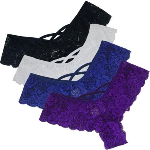 4 Pieces Panties Sexy Panty Briefs Lace Panties Women Underwear Lingerie Panties for Female Ladies Floral Pantys Underpants