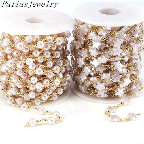 5 Meters Hot Sale New Round Star Pearl Shell Chains DIY Necklace Bracelet Chains For Women Jewelry Making Bulk Brass Chains
