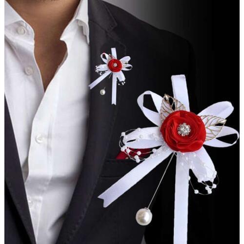 6picec/Lot New Prom handmad Ceremony Flower Handmade Brooch Buttonhole Groom Groomsmen Wedding Corsages And Boutonnieres XHSL-P
