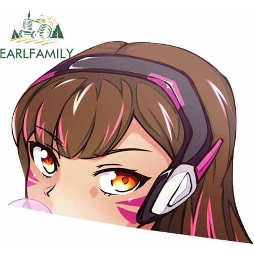 EARLFAMILY 13cm x 10.8cm for Overwatch D.VA Camper Truck Decal JDM Accessories Waterproof Scratch-proof Body for Car VAN Decal