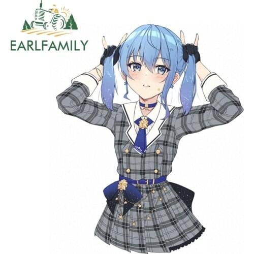EARLFAMILY 13cm x 10.9cm for Hololive Anime Girl Decal Funny Car Stickers Waterproof Sunscreen Decor Refrigerator DIY Graphics