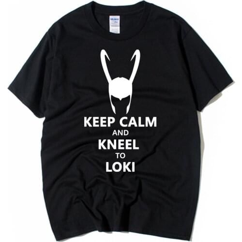 Cotton Boy Man Short Sleeve T Shirt Helmet Keep Calm And Kneel To Loki Couple Clothes Summer ZIIART