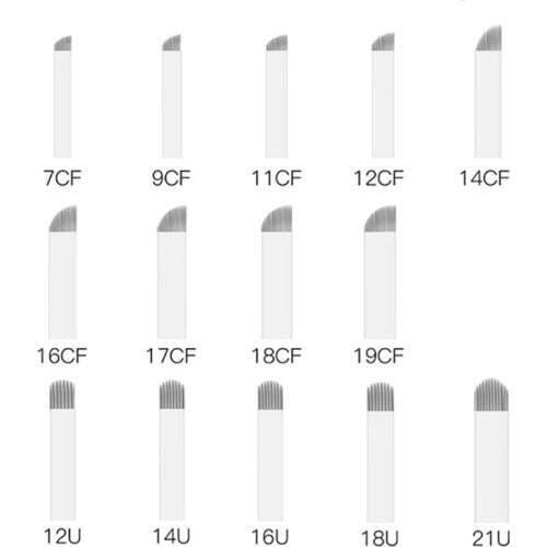 Microblading 0.25 mm Laminas needles Permanent Makeup Tattoo Needle12 14 16 18 21U Eyebrow flex Tattoo Needles For Tattoo Makeup