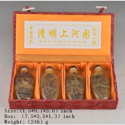 Chinas four snuff bottle glass painting old collection river scene Built-in painting decoration