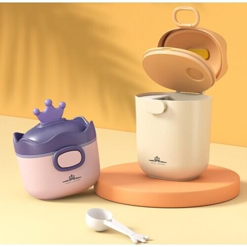 Baby Milk Powder Container Box Newborn Portable Travel Milk Powder Can Baby Kids Cartoon Crown High Capacity Food Storage Box