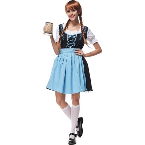 NEW Adult Ladies Germany Oktoberfest Costumes Disfraces Bar Waitress Beer Maid Cosplay Halloween Cosplay Beer Festival Dress