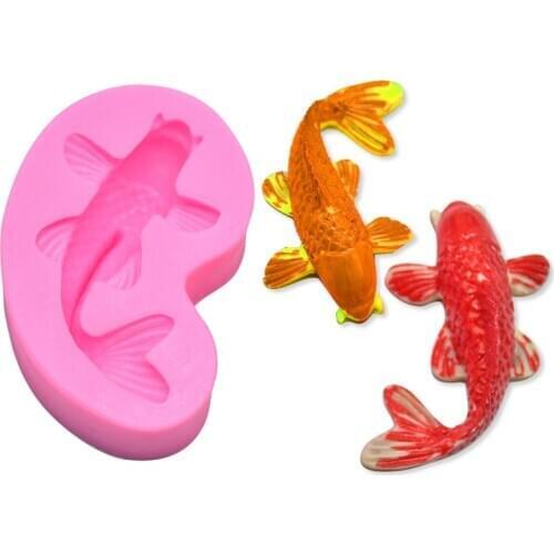Small Size Koi Fish Fondant Mold (2.5"x1.4")- MoldFun Carp Fish Sugar Craft Silicone Mold for Cake/Cupcake Decorating, Gum Paste