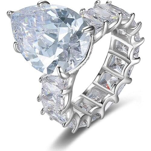 【MeiBaPJ】Fashion Drop Shaped Zircon S925 Sterling Silver OL Style Womens Ring Micro Inlaid Fine Jewelry