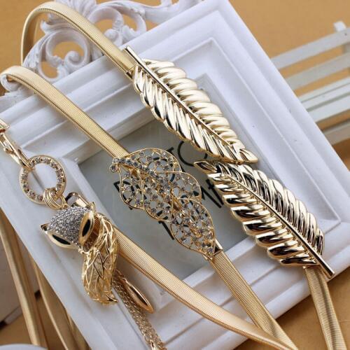 Metal Gold and Silver Wedding Belts Decorative Fox Buckle Elastic Bridal Belt Sashes Wedding Accessories Formal Dress Belt