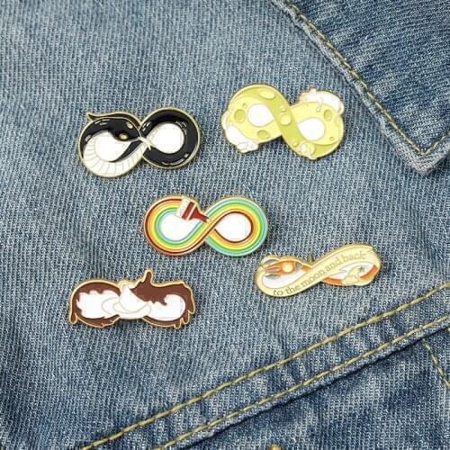 Trend Cartoon Creative Small Black Snake Rainbow Coffee 8-Character Model Brooch Fashion Personality Wild Clothing Accessories