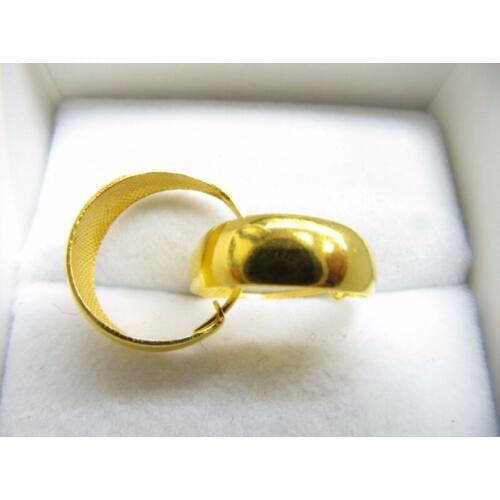 Fashion Recommend Pure 999 24K Yellow Gold Earrings/ Lucky Smooth Moon Hoop Earring / 3.75g