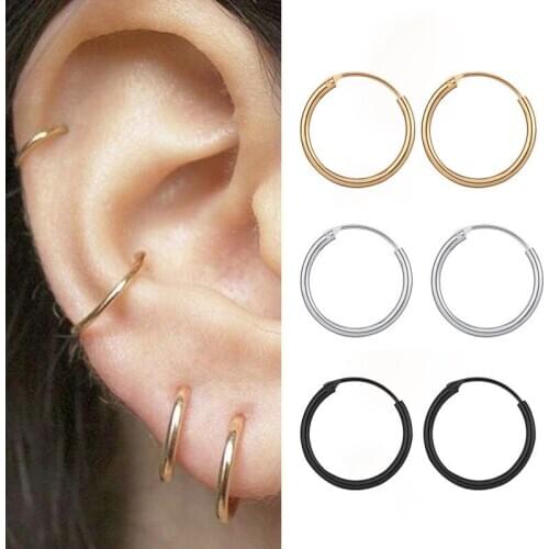 Fashion Women Girl Simple Round Circle Small Ear Hoop Earrings Punk Earrings Jewelry 3 Size women earrings christmas jewelry