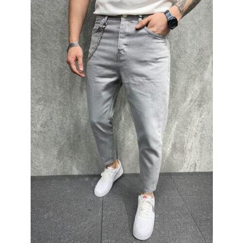 Premium Boyfriend Chained Gray Mens Jeans