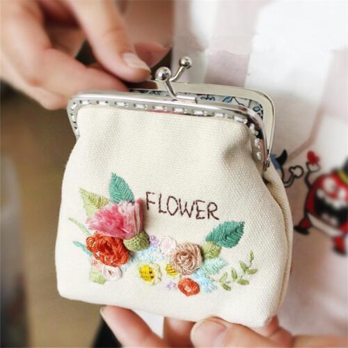 DIY Embroidery Coin Bag Cute European Style Mini Key Coin Bag Purse Wallet Floral Embroidery Needlework Cross Stitch Sets