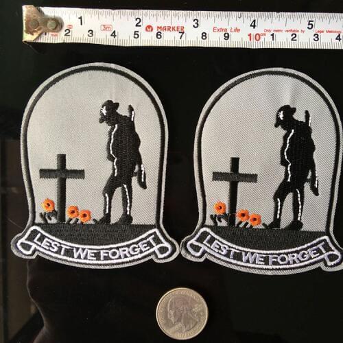 Soldiers Tombstone Embroidery Patches Iron On Clothes Cross Floret Appliques lest we forget Badge DIY Military Parches Accessory