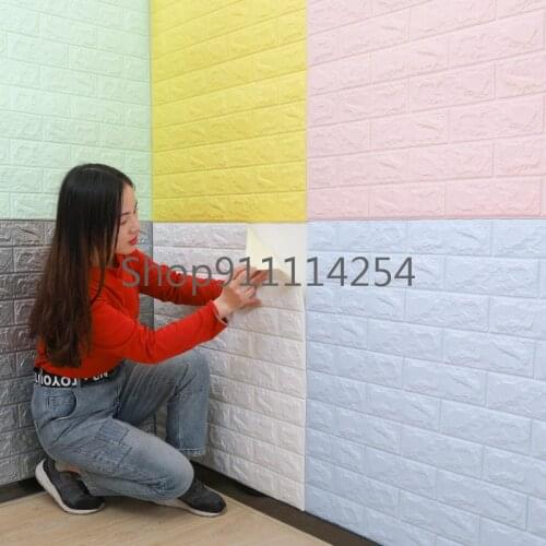 New Diy Brick Wall Stickers 3d Pe Foam Wallpaper Self-adhesive Panel Waterproof for Kitchen Bathroom Kids Room Home Decoration