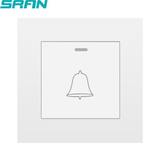SRAN wall light switch,1gang doorbell 16A 250V flame retardant PC panel white/black/gold/gray/sliver 86mm*86mm rocker switch
