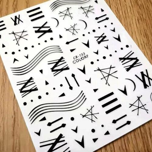 Newest CB-133 geometric 3D design nail art sticker decal stamping back gule DIY nail decoration tools