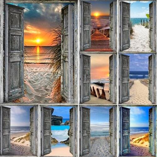 New 5D DIY Diamond Painting Gate Scenery Diamond Embroidery Sea View Cross Stitch Full Square Round Drill Crafts Home Decor Gift