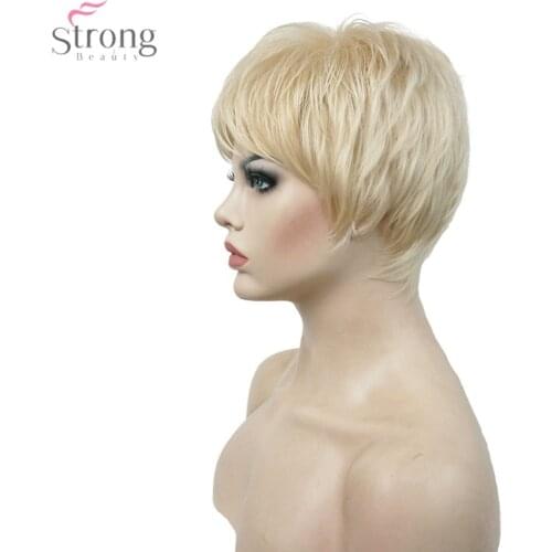 StrongBeauty Blonde Wig Very Short Straight Hairstyles Hair Womens Synthetic Wigs