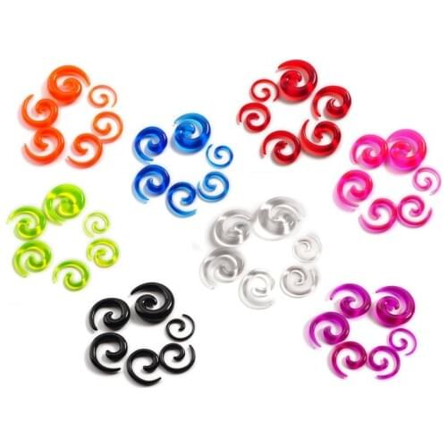 Imixlot 12Pcs Acrylic Ear Tapers Spiral Ear Stretching Piercing Body Jewelry Mix Lots Fake Ear Expander Plug Tunnel Kit