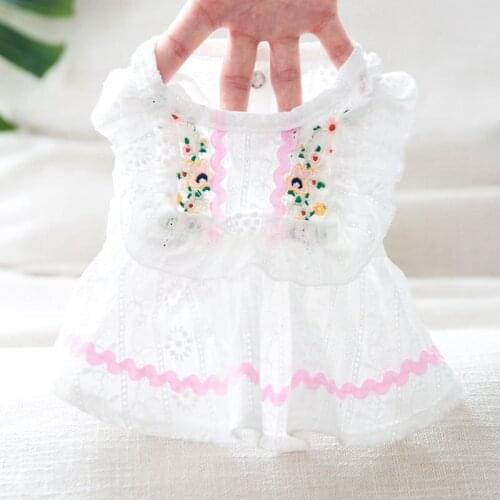 Daisy Dress Dog Clothes Super for Dogs Clothing Pet Outfits Skirt Breathable Summer Cotton Yorkies White Girl Ropa Para Perro