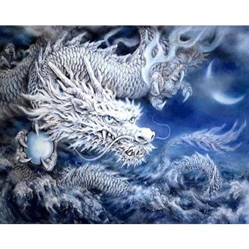 Full square drill Diamond embroidery White dragon 5D DIY diamond painting round&square cross stitch Rhinestone mosaic decoration