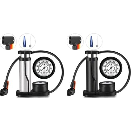 U7EF Bike Pump Portable, Ball Pump Inflator Bicycle Floor Pump Easiest use w/ Both Presta and Schrader Bicycle Pump Val-ves