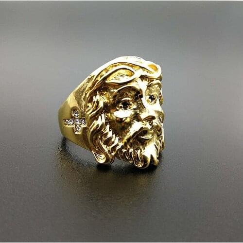 2019 Gold Hip Hop Bling Bling Cross Jesus Piece Rings Fashion Charm Punk Accessorie Jewelry