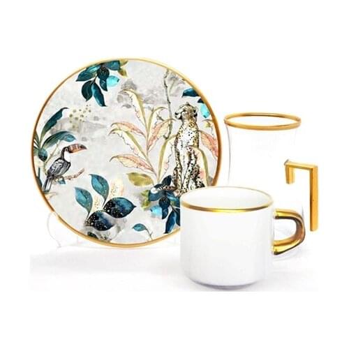 Drop Focus Handled Tea & Coffee Set 18 pieces Jungle