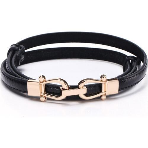 High quality Black Cowskin Belt for Lady womens belt luxury thin belt brand belts Geometric Agio Pin Buckle leather belt