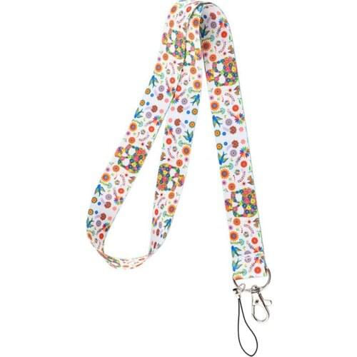 Mexican Style Sugar Skull Lanyard for Keys Phone Cool Neck Strap Lanyard for Camera Whistle ID Badge Cute webbings ribbons Gifts