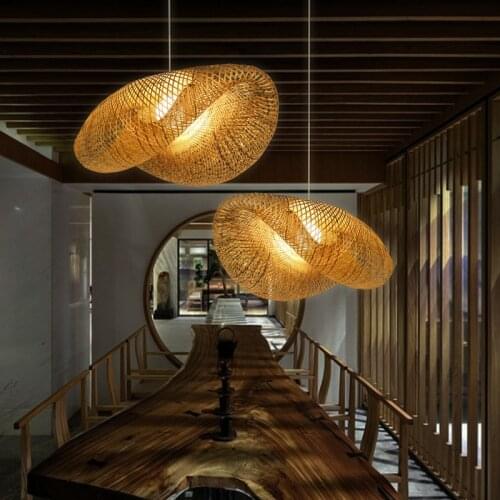 Modern Design Hotel Hall Bamboo LED Lamp Wood Pendant Lights Diningroom Livingroom Hanging Lamp Restaurant Loft Vila Home Light
