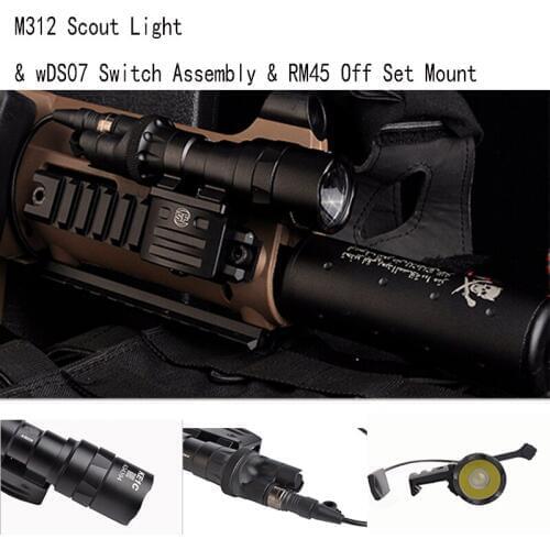 Element M312 Scout Light & DS07 Switch Assembly with RM45 Off Set Mount Weapon Flashlight for airsoft hunting