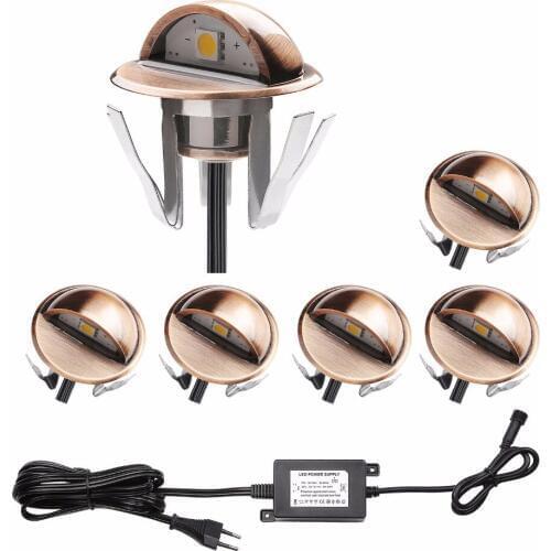 QACA Half-moon SMD5050 LED Stair Lights Low Voltage Outdoor Recessed Landscape Pathway Step Stair Lamps 6pcs/set B106-6