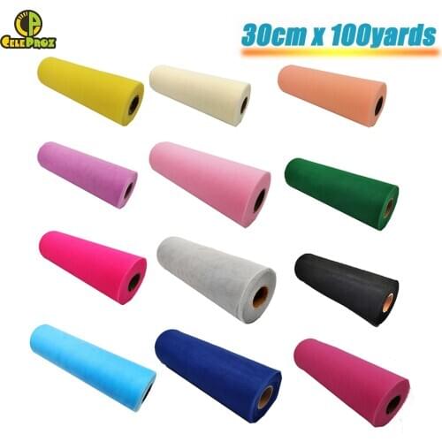 30cm 100Yards White Tulle Roll Tulle Organza Fabric DIY Outdoor Wedding Birthday Alise Runner Centerpieces Decoration Supplies