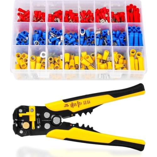 Wire Stripper Crimper Set 3-in-1 Stripper Cutter Crimper Automatic Wire Stripper + 400pcs Wire Terminal Crimp Connectors