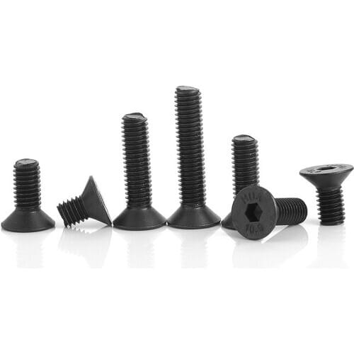 20/55pcs Hexagon Socket Flat Countersunk Head Screw Carbon Steel M2 M2.5 M3 M4 M5 M6 M8 Hex Socket Bolts Machine Screw DIN7991