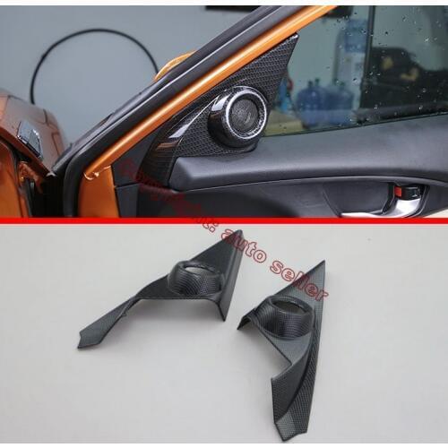 Carbon fiber Style Interior Tweeter Cover Trim For Honda Civic 2016 2017