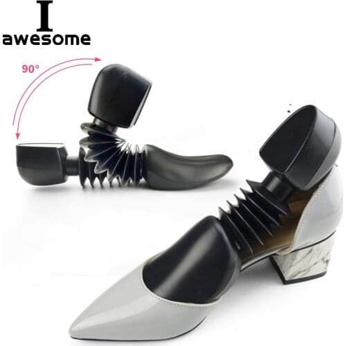 High Quality 1 Pair Men Women Plastic Shoe Tree Stretcher For Boot Trees Holder Adjustable Shaper Automatic Light Support Black