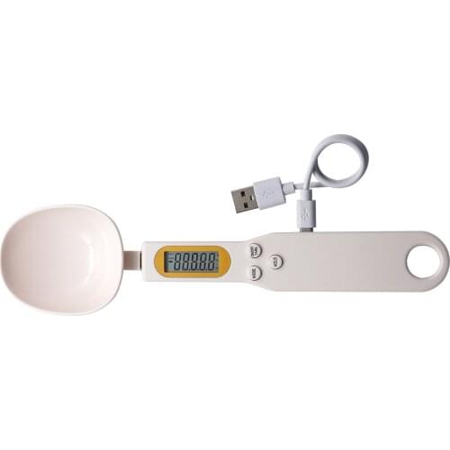 USB Charging Electronic Bake Hand-held ABS Electronic Kitchen Scale Coffee Milk Powder Spoon Scale, Precision 0.1g